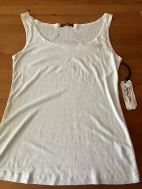 BARBARA LESSER Made in USA Cotton/Modal White Vest Size S